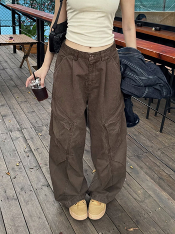 Muške hlače radnog stila ravnog kroja sa širokim nogama, američki retro streetwear, casual hlače, 2024 izdanje.