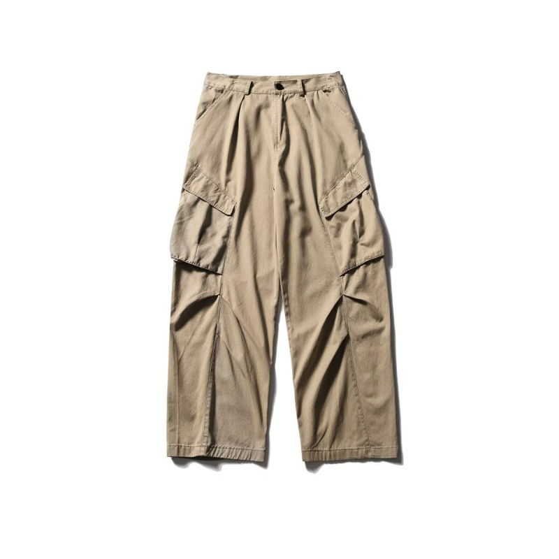 Muške hlače radnog stila ravnog kroja sa širokim nogama, američki retro streetwear, casual hlače, 2024 izdanje.
