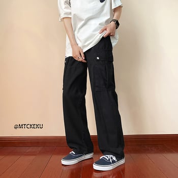 Muške hlače s japanskim stilom, retro radne hlače, širokih krojeva, ravni kroj, proljeće-jesen sezona, casual