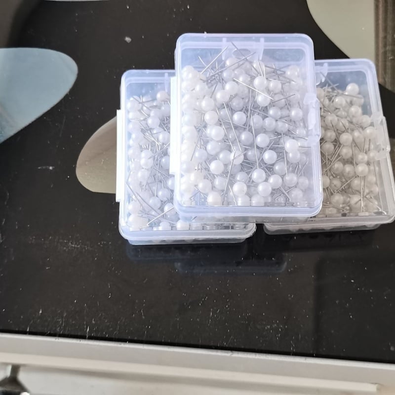 Bijela igla s 5 mm perlama i okruglom glavom za floristiku i šivenje DIY