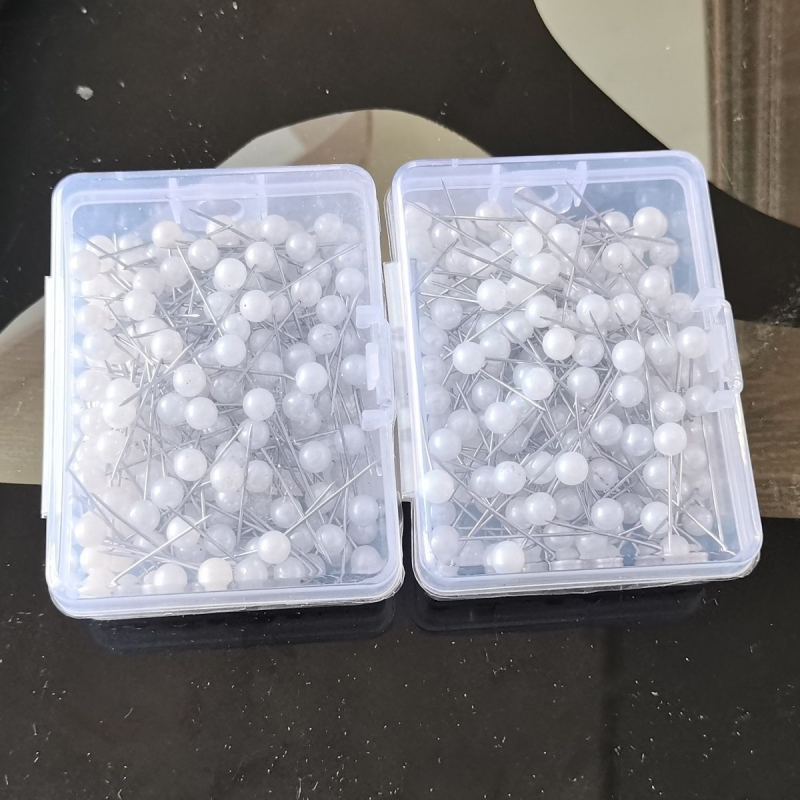 Bijela igla s 5 mm perlama i okruglom glavom za floristiku i šivenje DIY
