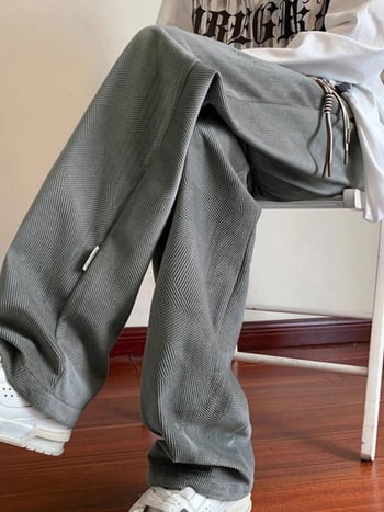 Muške velur hlače širokih nogavica, američki retro stil, ležerni ravni kroj, ljetne dugačke hlače
