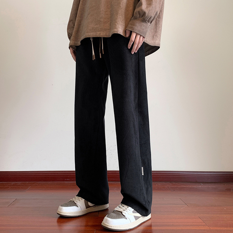 Muške velur hlače širokih nogavica, američki retro stil, ležerni ravni kroj, ljetne dugačke hlače
