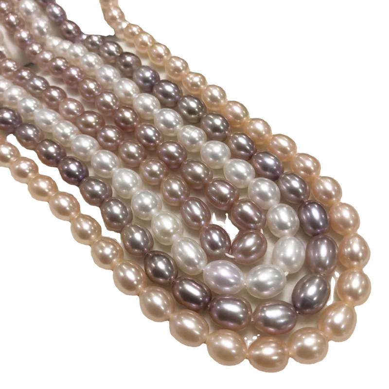 Slatkovodne biserne perle – rižaste perle, ravne rupe, 2–9 mm, dijelovi za ogrlicu poluproizvodi, vintage stil