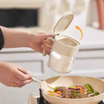Staklena posuda za začine s flip-top poklopcem i žličicom, hermetički zatvorena, 12 oz, višebojna kuhinjska posuda za začine