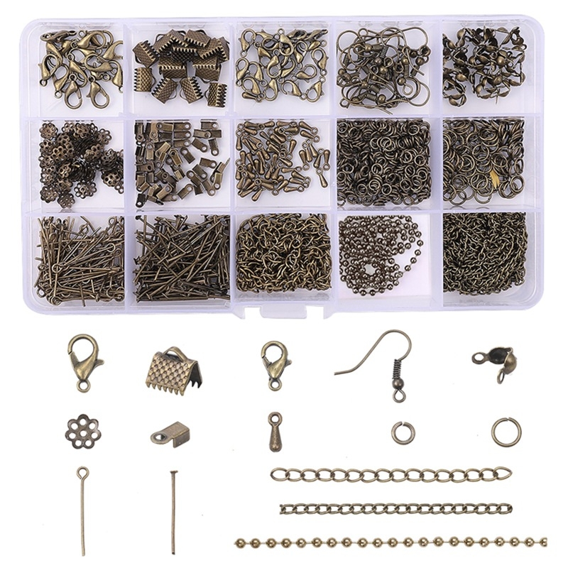 DIY komplet za izradu metalnih nakita s 10/15 pretinaca za materijale i alate, žica i dodaci za narukvice i ogrlice