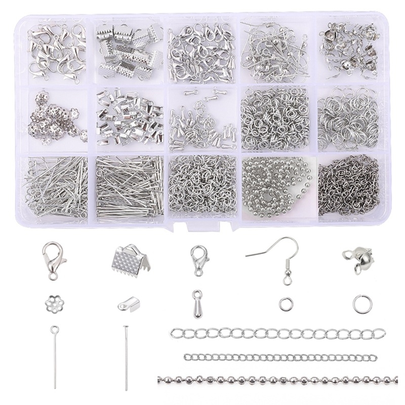 DIY komplet za izradu metalnih nakita s 10/15 pretinaca za materijale i alate, žica i dodaci za narukvice i ogrlice