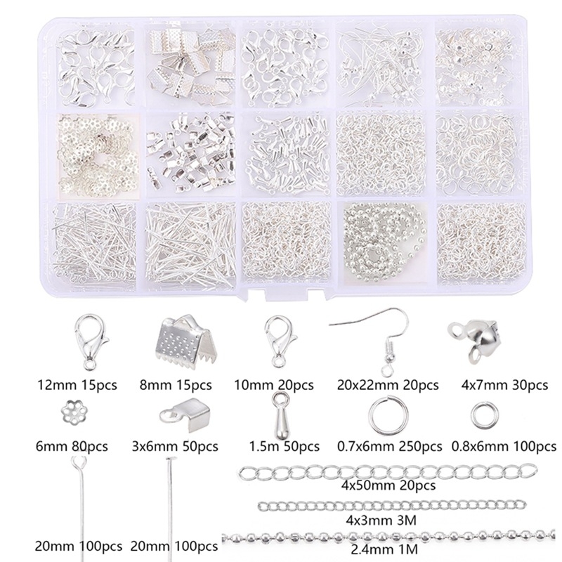 DIY komplet za izradu metalnih nakita s 10/15 pretinaca za materijale i alate, žica i dodaci za narukvice i ogrlice