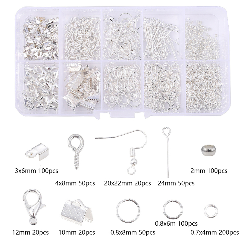 DIY komplet za izradu metalnih nakita s 10/15 pretinaca za materijale i alate, žica i dodaci za narukvice i ogrlice