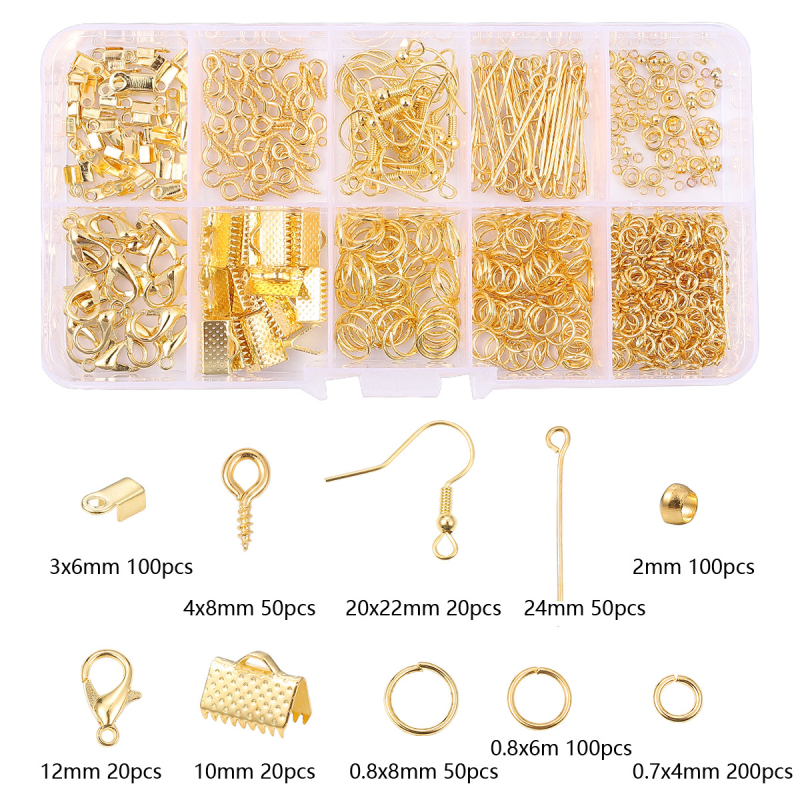 DIY komplet za izradu metalnih nakita s 10/15 pretinaca za materijale i alate, žica i dodaci za narukvice i ogrlice