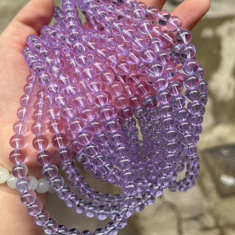 Krištalno ljubičaste prozirne okrugle perle za narukvicu, DIY komponente nakita, poluproizvod