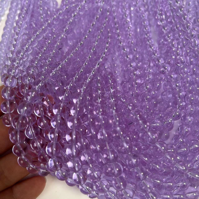 Krištalno ljubičaste prozirne okrugle perle za narukvicu, DIY komponente nakita, poluproizvod