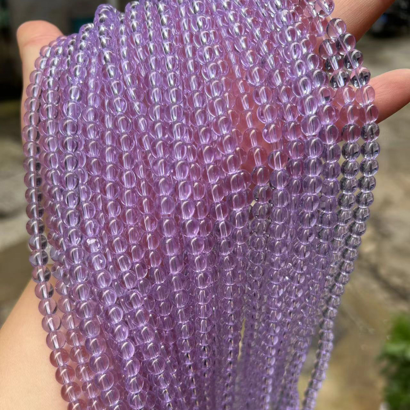 Krištalno ljubičaste prozirne okrugle perle za narukvicu, DIY komponente nakita, poluproizvod