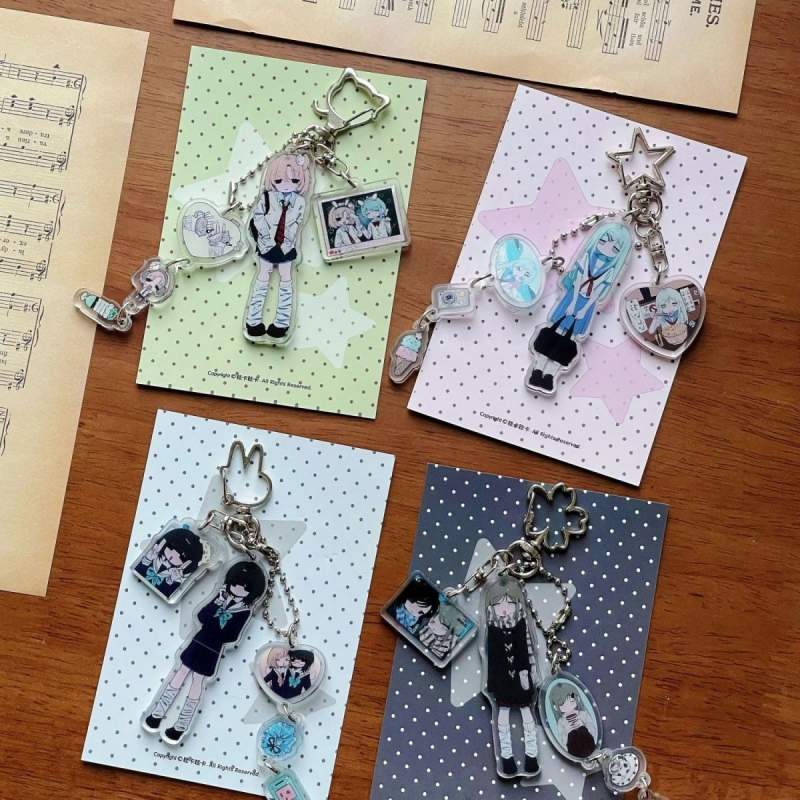 Akrilni privjesak za ključeve i telefon u retro japanskom stilu, DIY komplet, Y2K stil