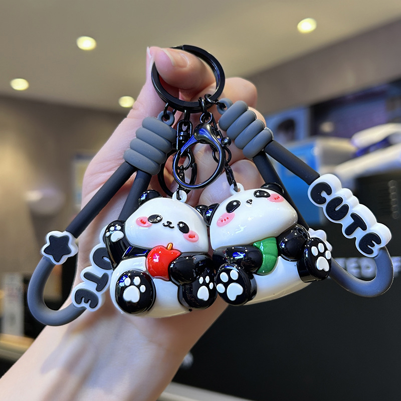 Nova UV iridiscirajuća mini panda lančić za ključeve – slatka crtani lik, dar