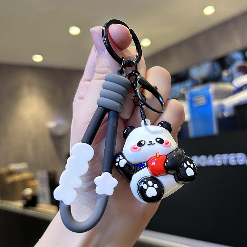 Nova UV iridiscirajuća mini panda lančić za ključeve – slatka crtani lik, dar