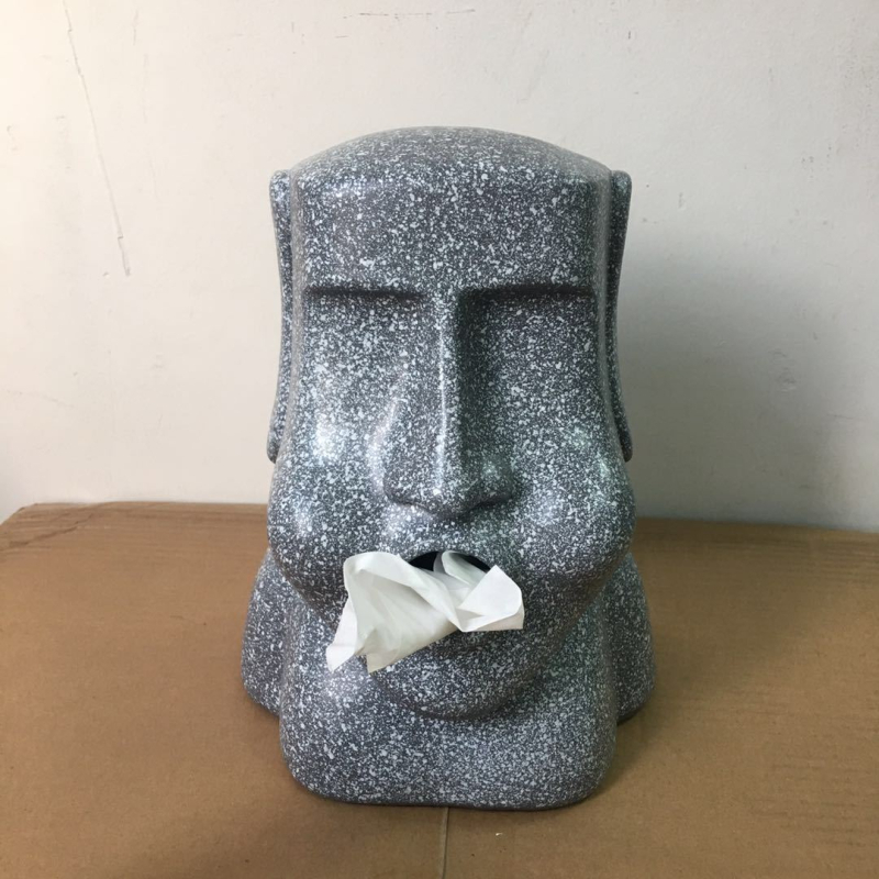 Moai kamen statua – kutija za maramice od smole, držač za rolu papira, pogodno za auto, dnevni boravak i kupaonicu