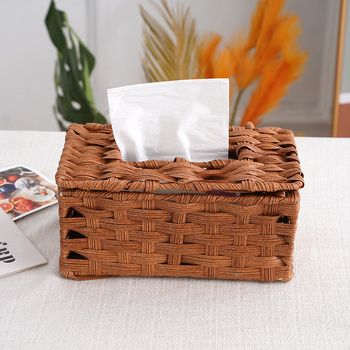 Kutija za salvete na stolu, imitacija ratana, prilagodljiva veličina, zaštita od prašine, povlačni dizajn, 23×13×10 cm