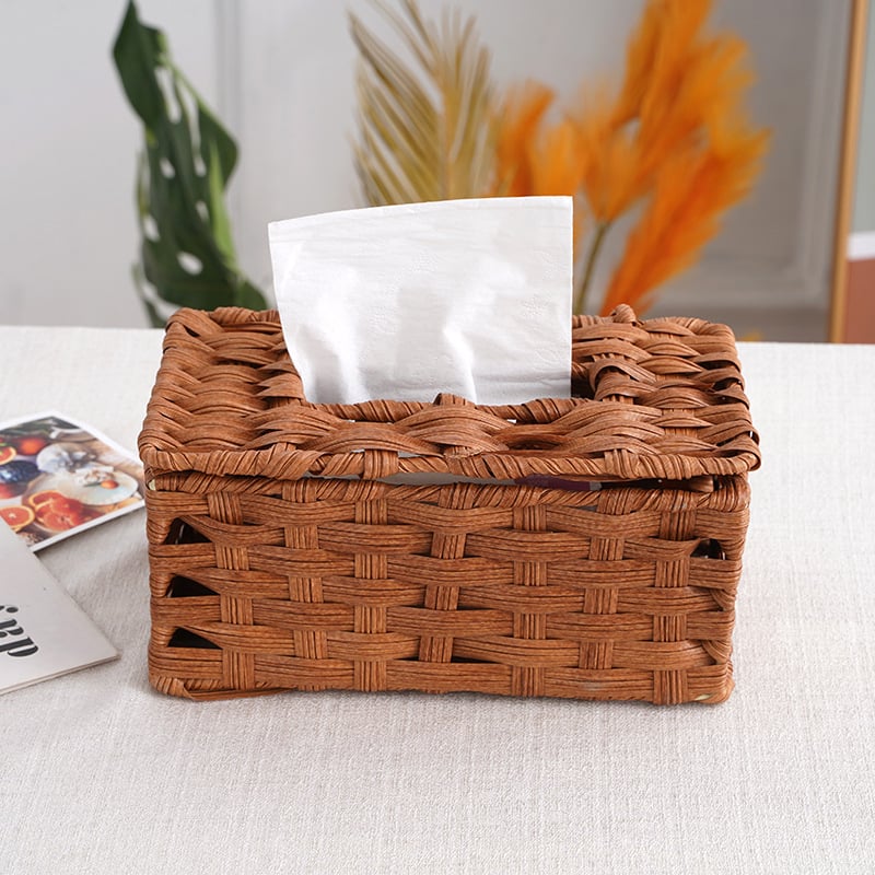 Kutija za salvete na stolu, imitacija ratana, prilagodljiva veličina, zaštita od prašine, povlačni dizajn, 23×13×10 cm