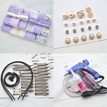 Set matnih pamukastih traka u svijetlo ljubičastoj boji za DIY mašne za kosu — za početnike