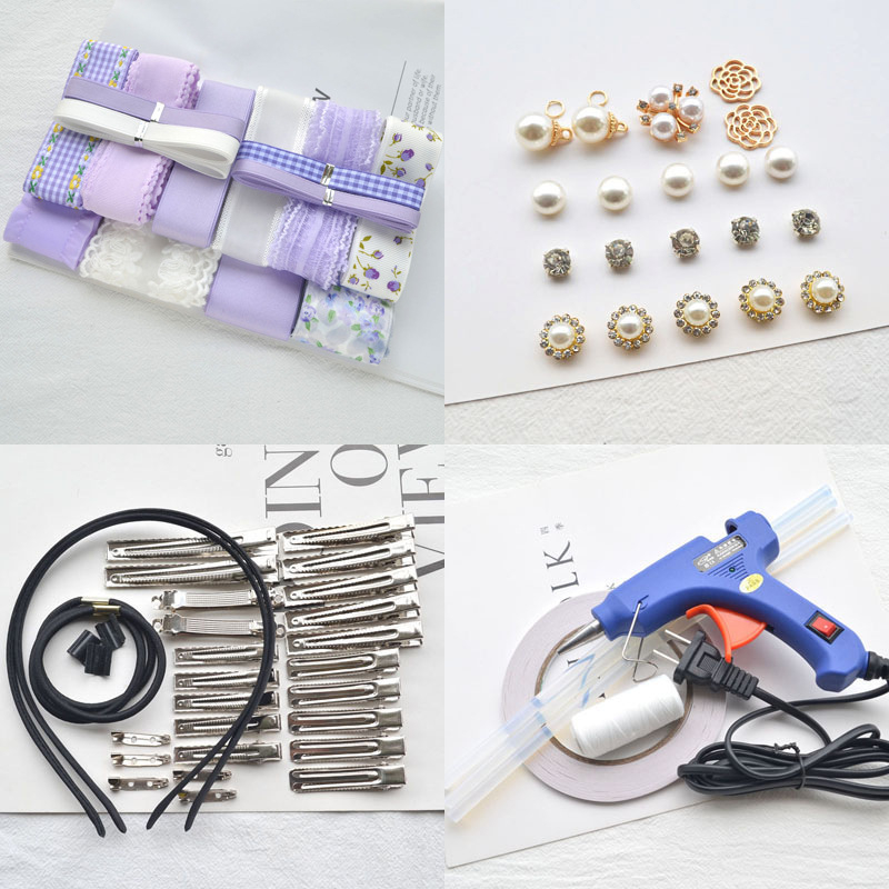 Set matnih pamukastih traka u svijetlo ljubičastoj boji za DIY mašne za kosu — za početnike