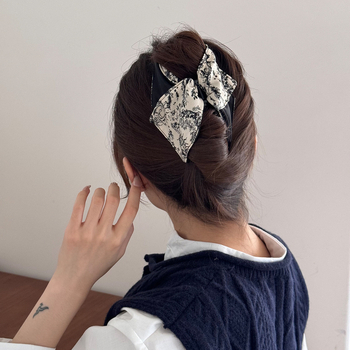 Francuski retro otisak banana štipaljka za kosu, elegantna traka za kosu za djevojke, profinjen držač repa