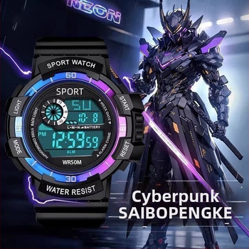 Šareni digitalni sportski sat za tinejdžere, vodootporan i otporan na padove, s osvijetljenim zaslonom, kalendarom i kronografom