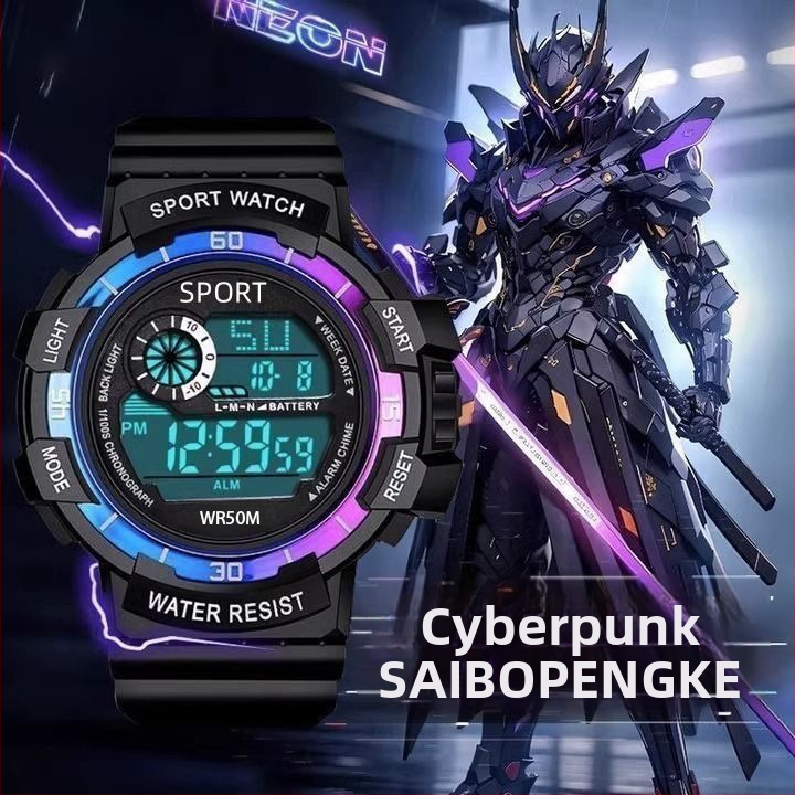 Šareni digitalni sportski sat za tinejdžere, vodootporan i otporan na padove, s osvijetljenim zaslonom, kalendarom i kronografom