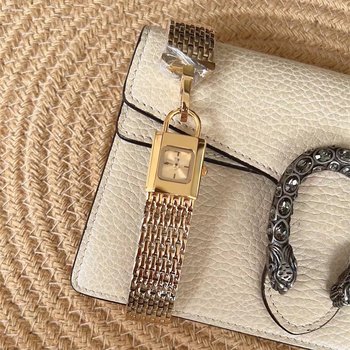 TT Milisa Lock ženski sat, zlatni ton kvadratni brojčanik, kvarc Miyota, nehrđajući čelik kaiš, vodootpornost 10 m