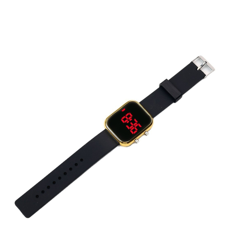 Novi LED digitalni sat za muškarce i žene, kućište od legure, kvadratni brojčanik u retro stilu, silikonski kaiš, crveni LED, ležerni stil