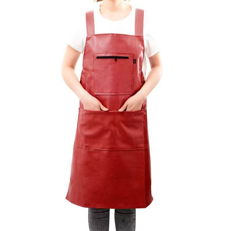 PU kožna pregača s dvije naramenice, vodootporna i otporna na ulje, bez rukava, unisex, korejski stil