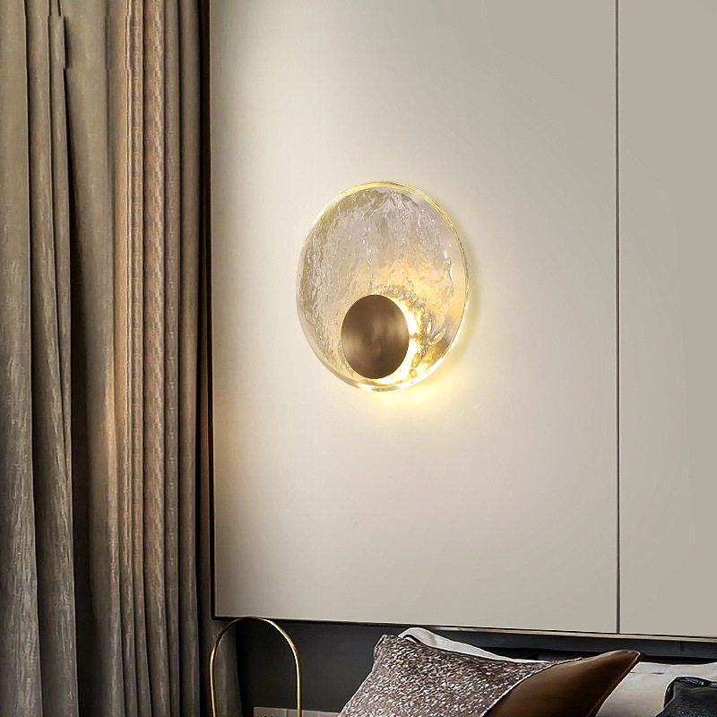 Nordijska postmoderna zidna lampa od kristala i bakra, dizajnerski minimalistički stil, za spavaću sobu i kupaonicu ispred ogledala