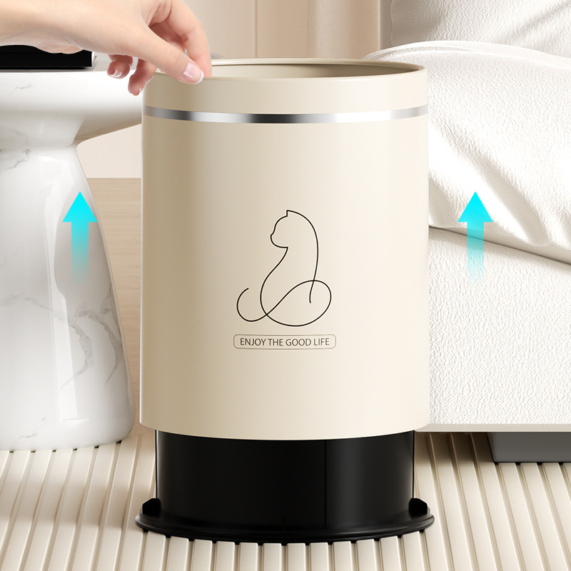 Plastični cilindrični koš za otpatke za dnevni boravak, s jednostavnim print dizajnom, kapacitet 12 L ili više