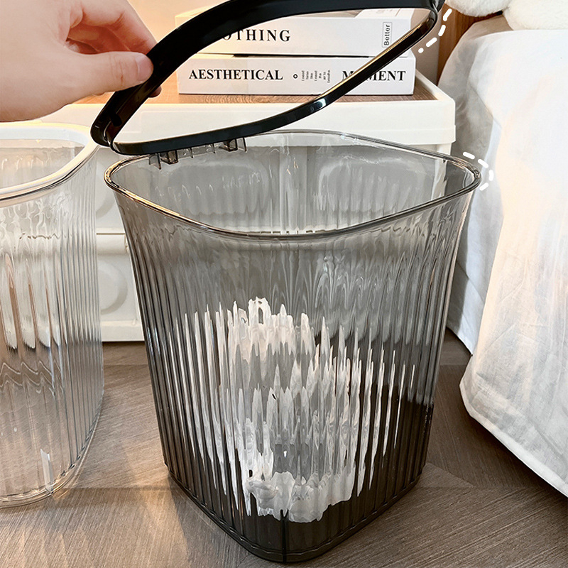 Prozirni kvadratni kućni kanta za otpad bez poklopca, 7 L, plast, pogodno za dnevni boravak, kuhinju, kupaonu i ured