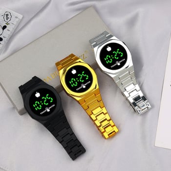 Unisex digitalni sat s elektroničkim mehanizmom, 40 mm okrugli brojčanik, plastični kaiš, mineralno ojačano staklo, zelene LED brojke, casual i klasičan stil za parove