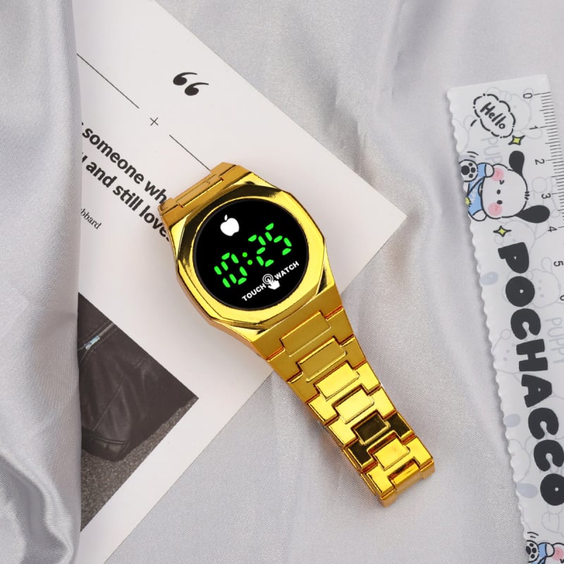 Unisex digitalni sat s elektroničkim mehanizmom, 40 mm okrugli brojčanik, plastični kaiš, mineralno ojačano staklo, zelene LED brojke, casual i klasičan stil za parove