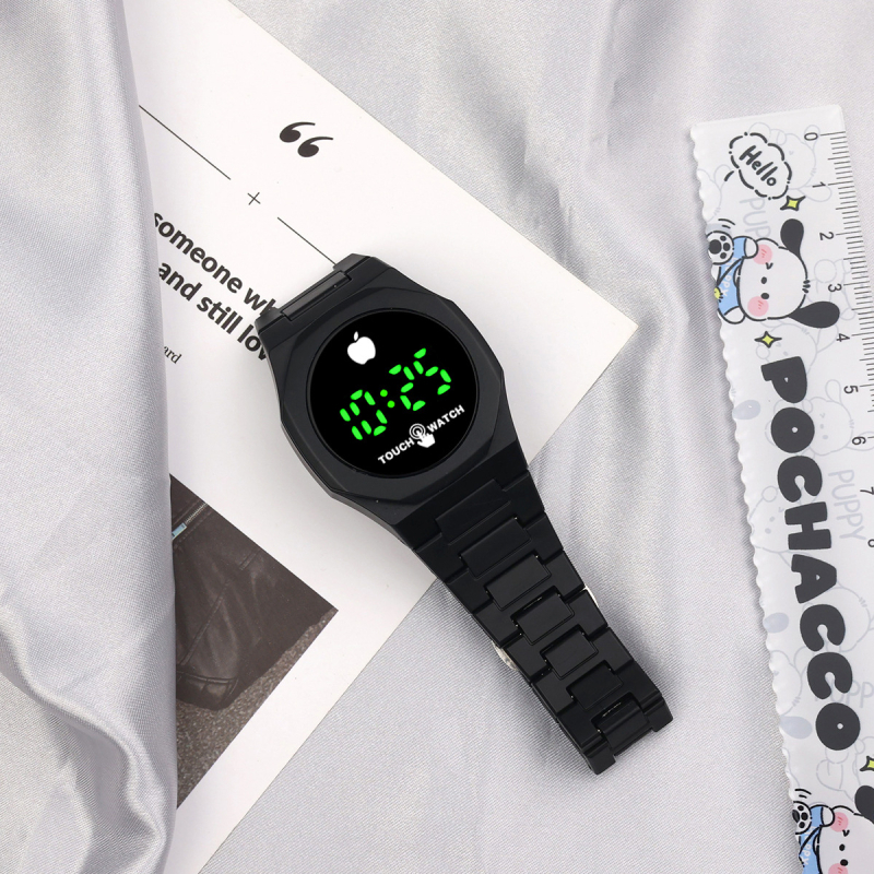 Unisex digitalni sat s elektroničkim mehanizmom, 40 mm okrugli brojčanik, plastični kaiš, mineralno ojačano staklo, zelene LED brojke, casual i klasičan stil za parove