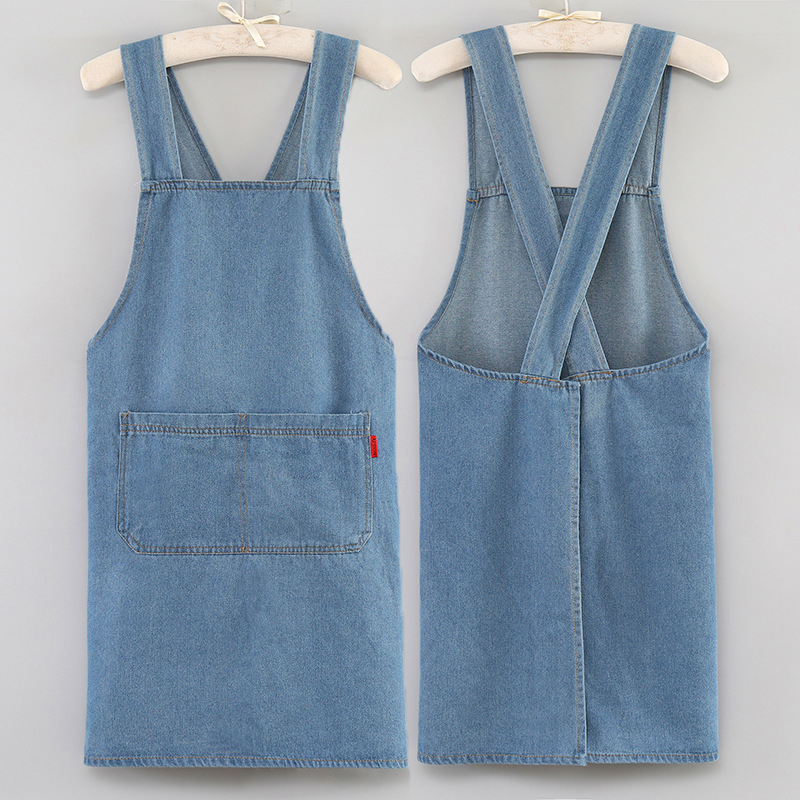 Isprana denim pregača s debelim dizajnom za restorane, frizerske salone, kuhinju i kućnu upotrebu