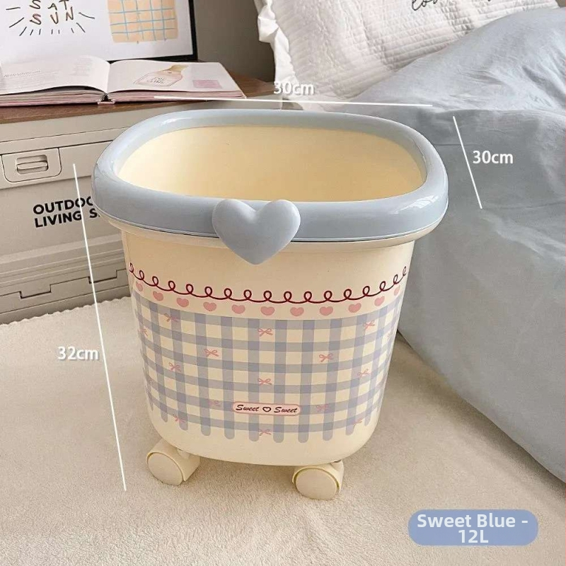 Koš za smeće na kotačićima, bez poklopca, 10 L, plastični, za dnevni boravak