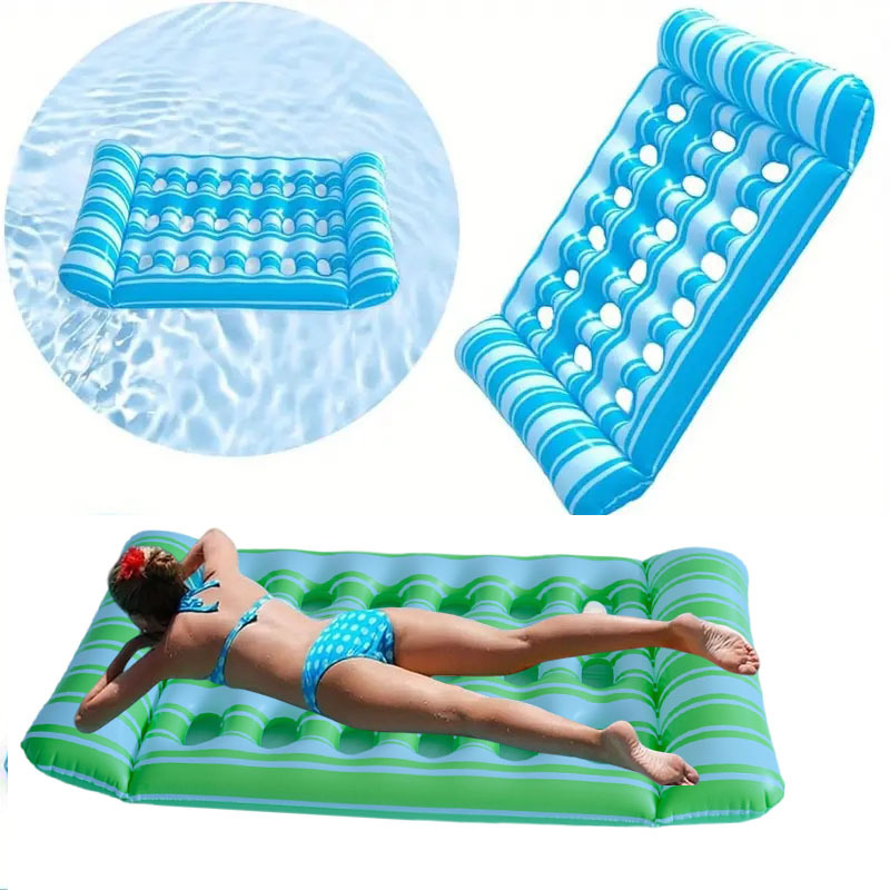 Pat de apă gonflabil din PVC portabil pentru adulți, cu 18 compartimente – plută pentru piscină, utilizare în exterior