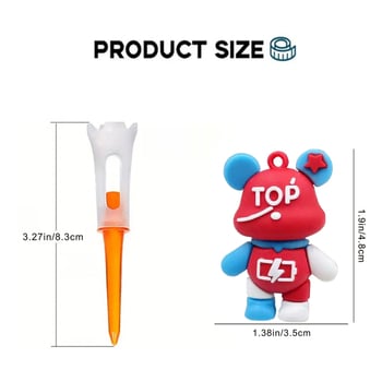 Privjesak medvjed za golf Tee — silikon/plastični držač lopte s fiksnim prstenom