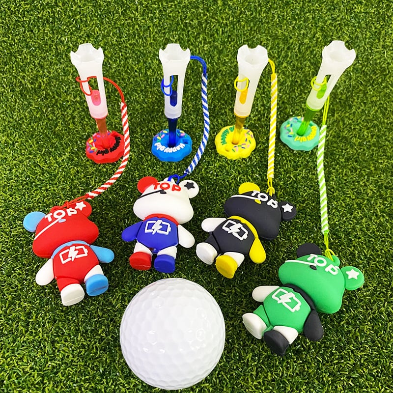 Privjesak medvjed za golf Tee — silikon/plastični držač lopte s fiksnim prstenom
