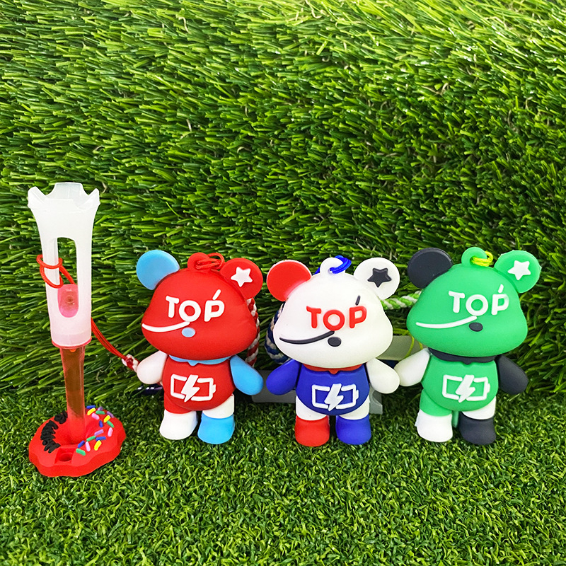 Privjesak medvjed za golf Tee — silikon/plastični držač lopte s fiksnim prstenom