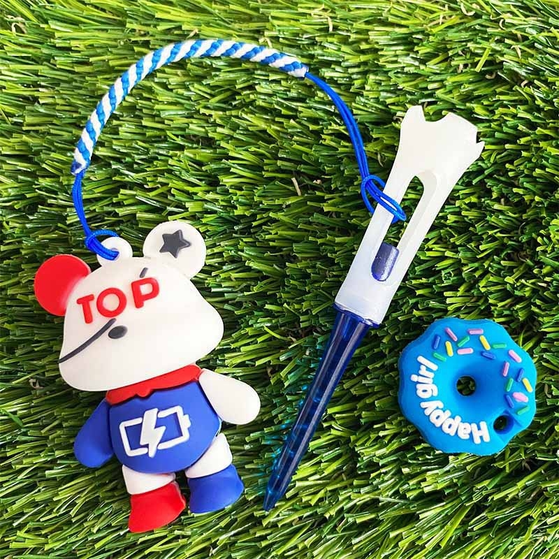 Privjesak medvjed za golf Tee — silikon/plastični držač lopte s fiksnim prstenom