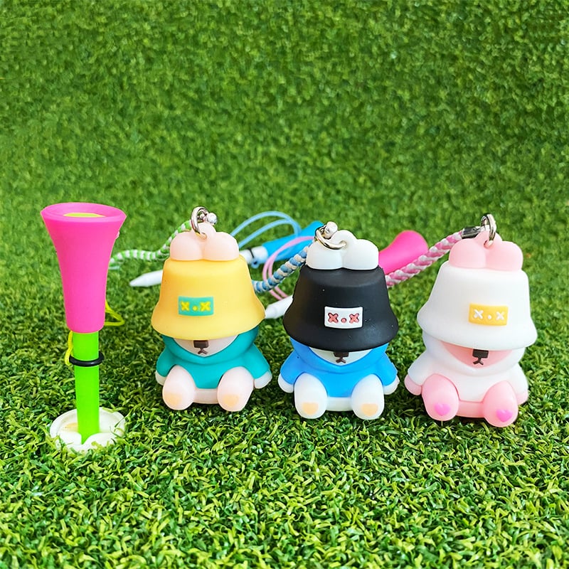 Golf tee s privjeskom ribarskog medvjeda, 83 mm plastični tee s užetom