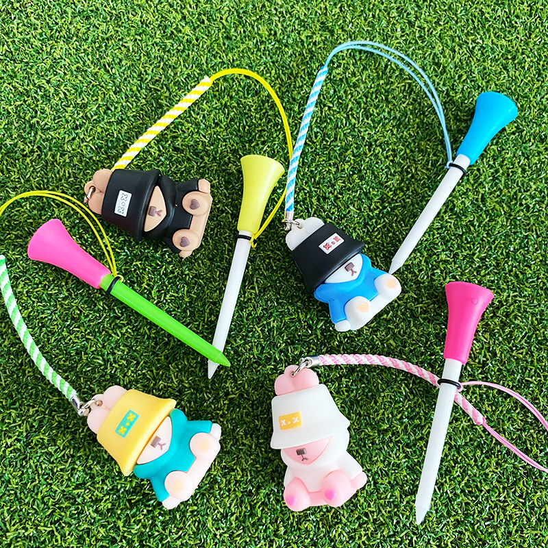 Golf tee s privjeskom ribarskog medvjeda, 83 mm plastični tee s užetom