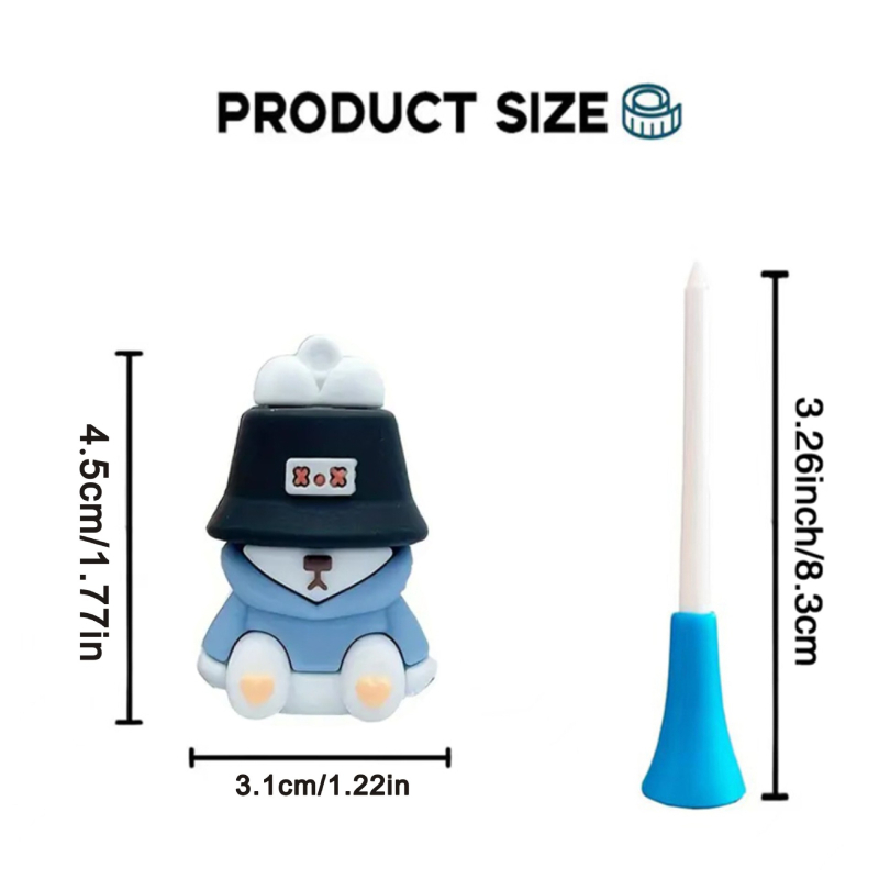Golf tee s privjeskom ribarskog medvjeda, 83 mm plastični tee s užetom