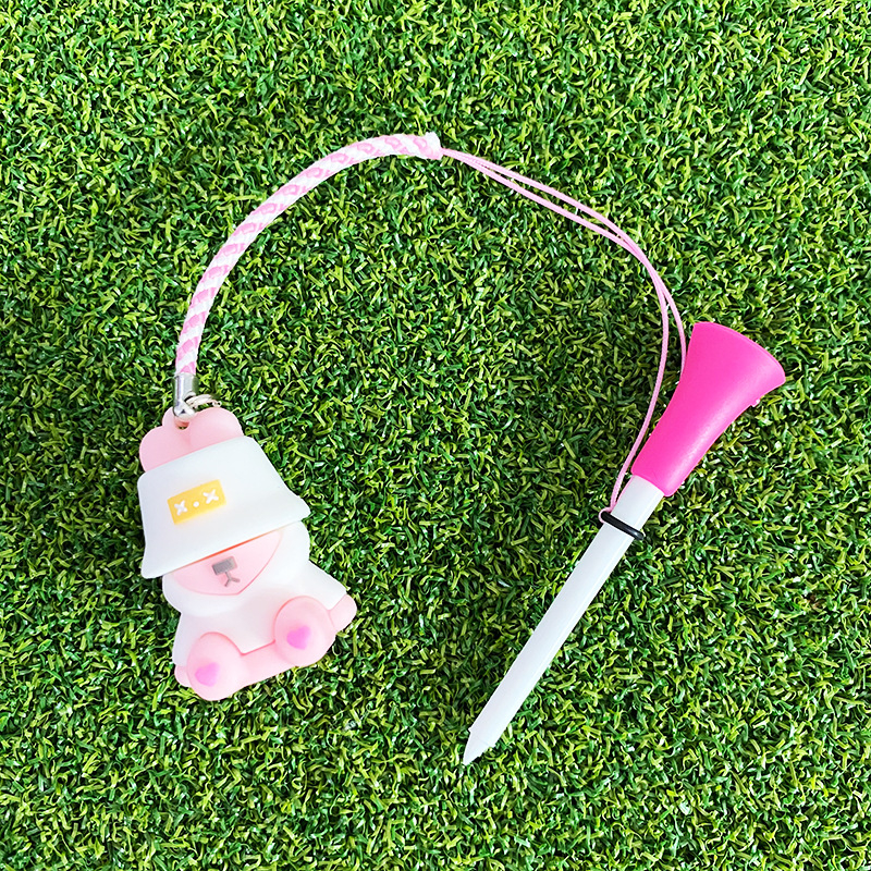 Golf tee s privjeskom ribarskog medvjeda, 83 mm plastični tee s užetom