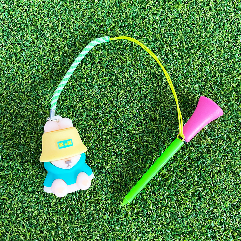 Golf tee s privjeskom ribarskog medvjeda, 83 mm plastični tee s užetom