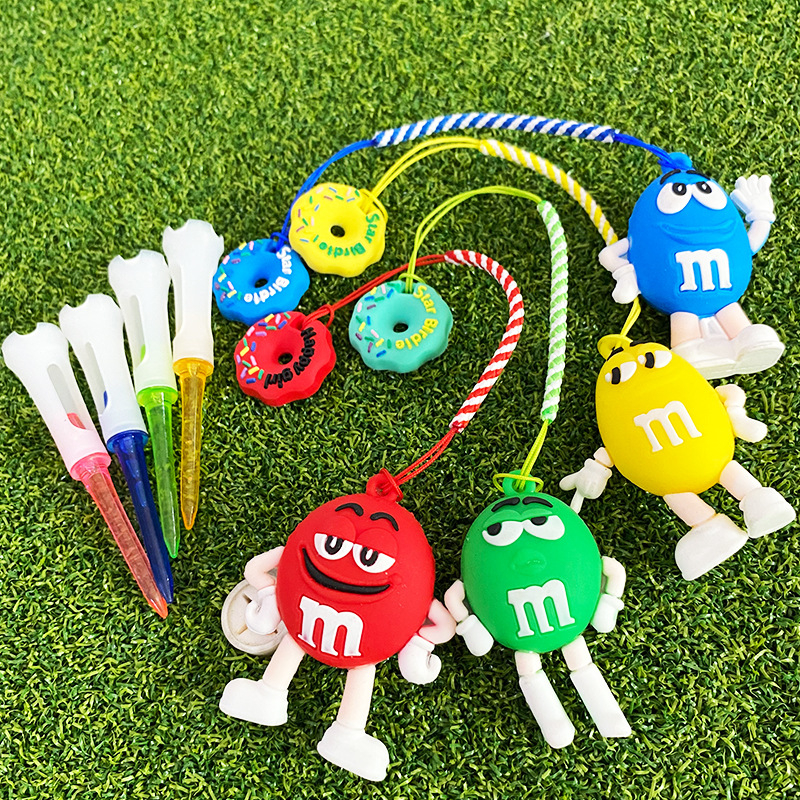 83 mm plastični golf tee s privjeskom Cartoon M-Bean i lancem protiv gubitka